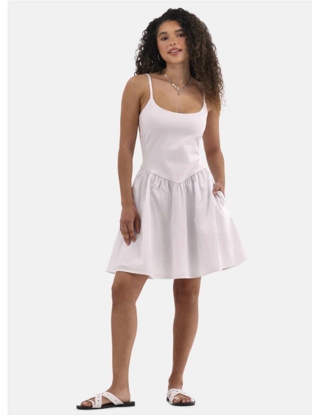 No Boundaries White Spaghetti-Strap Sundress
